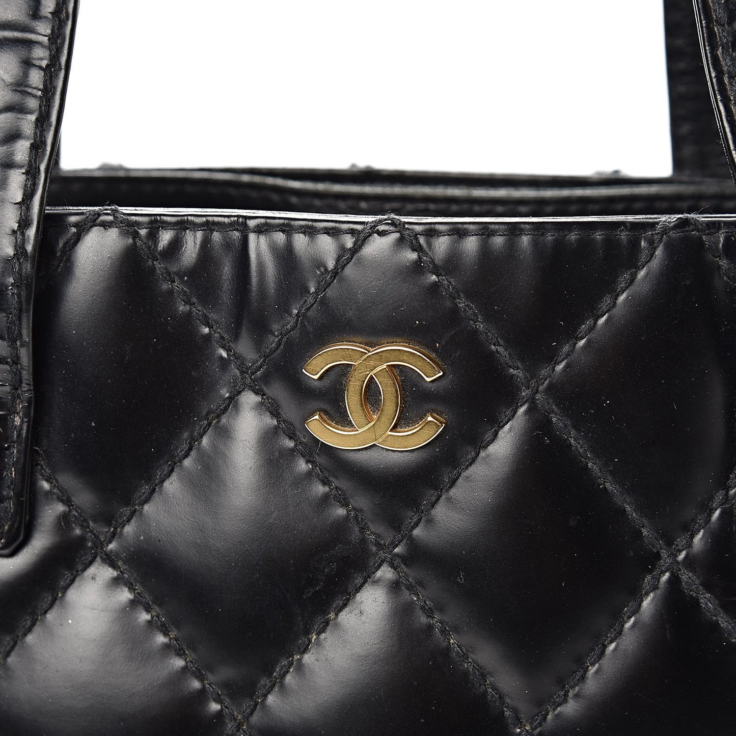 Calfskin Quilted Small Surpique Stitch Tote Black