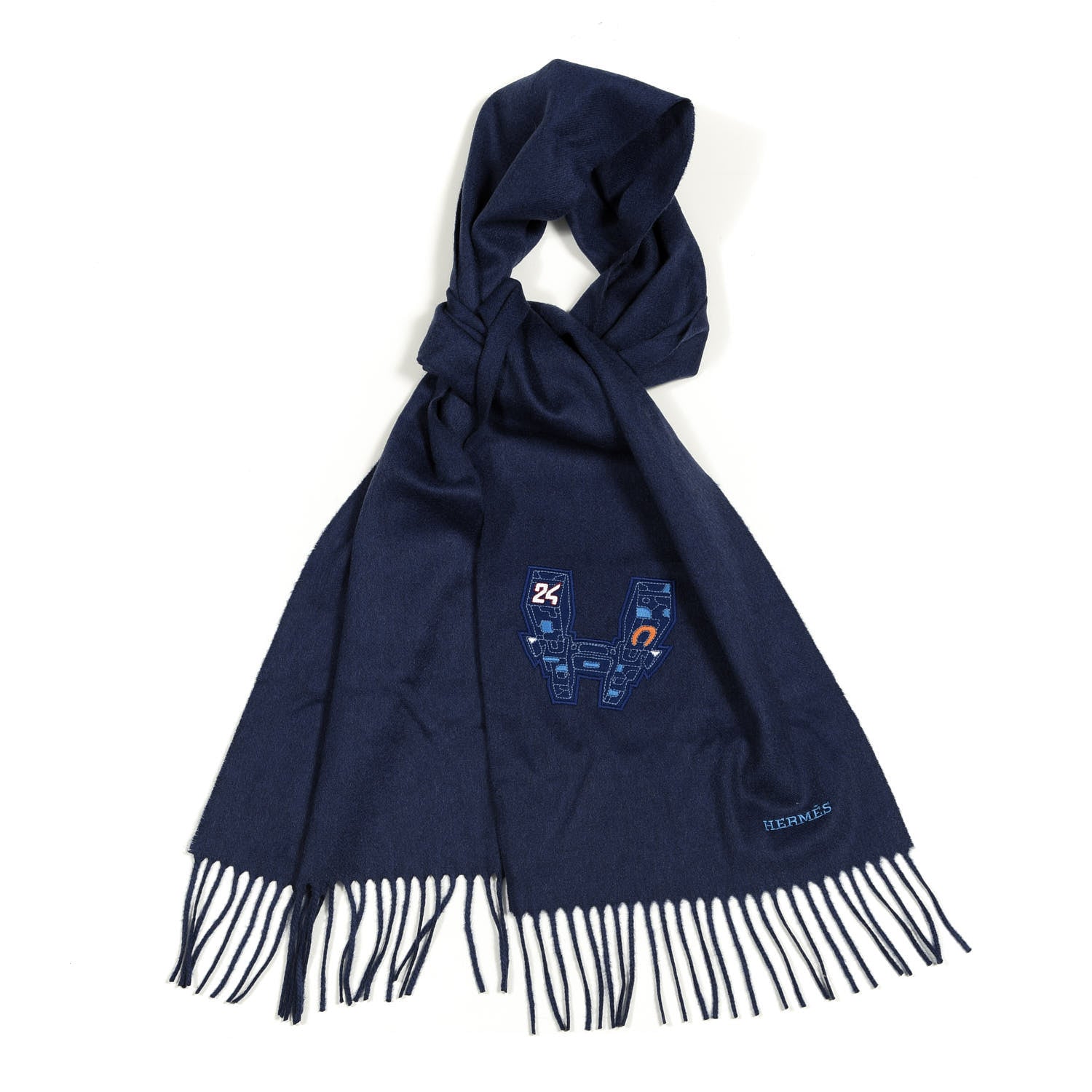 Hermes Cashmere Space University Muffler Bleu Outremer 1 of 5