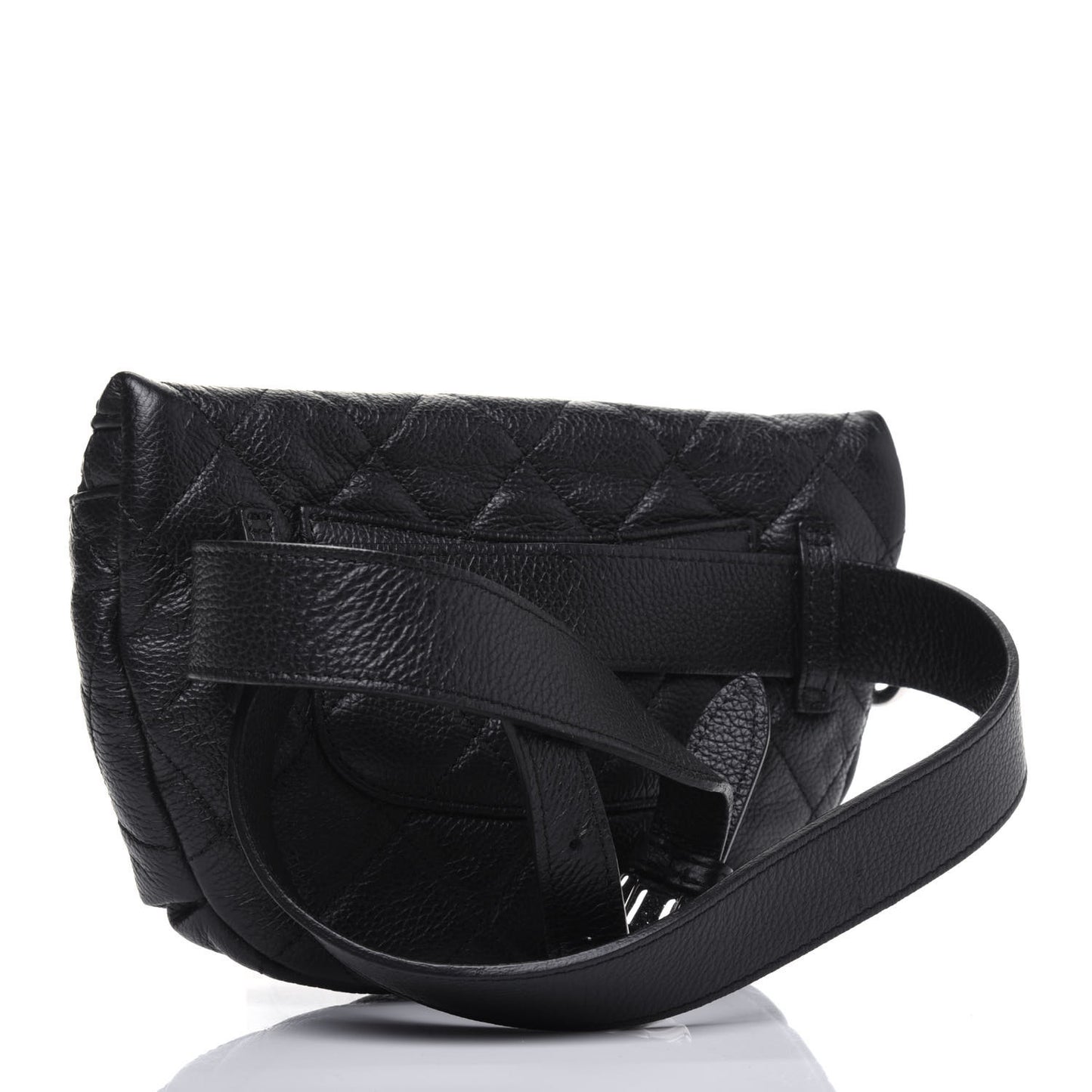 Grained Calfskin Quilted Waist Belt Bag Black