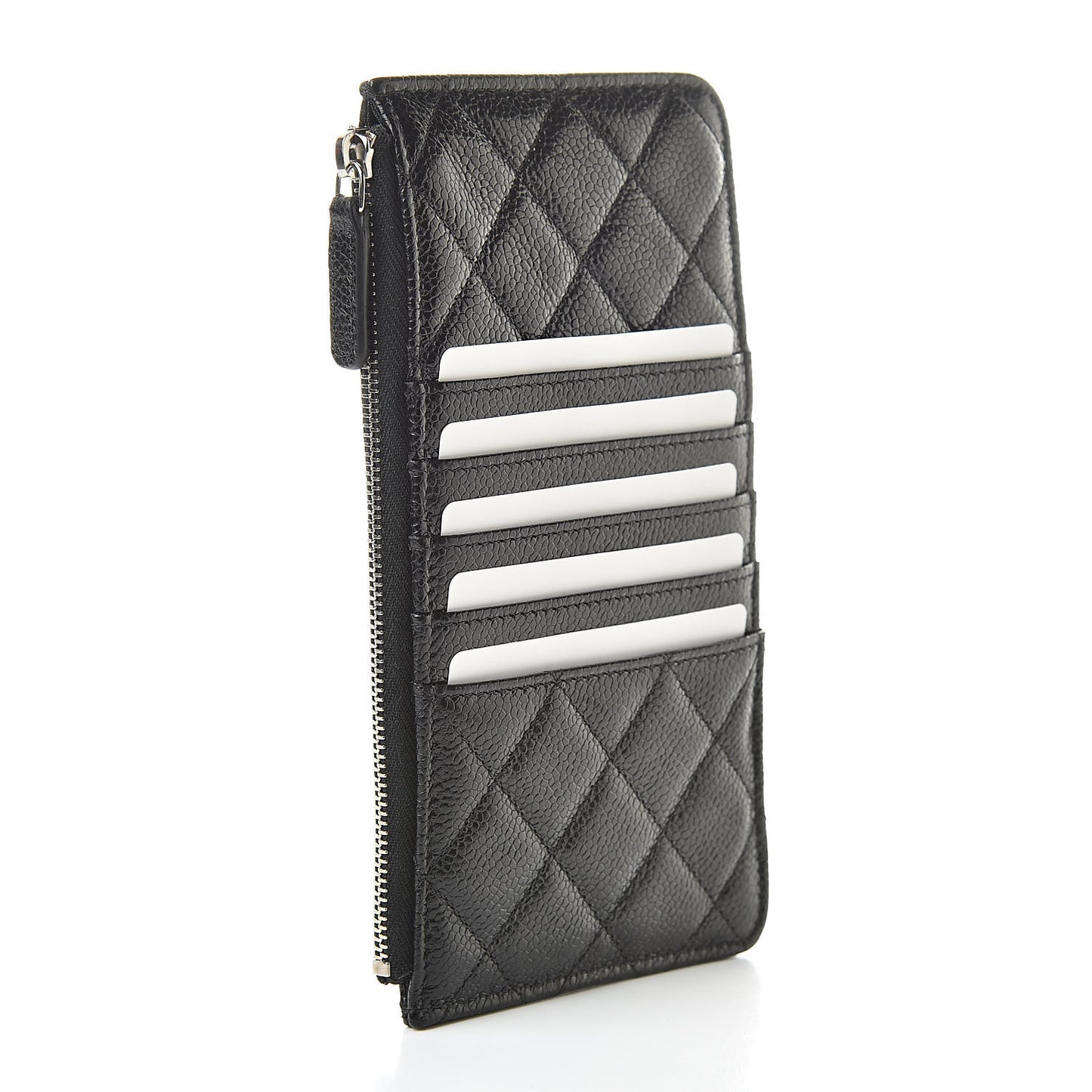 Caviar Quilted Classic Flat Wallet Pouch Black