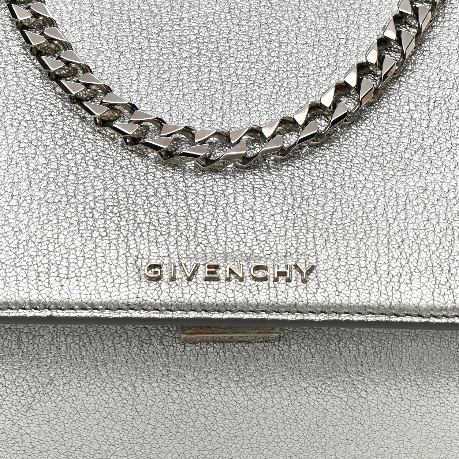 Givenchy Metallic Calfskin Mini Pandora Box Chain Crossbody Bag Silver 7 of 9