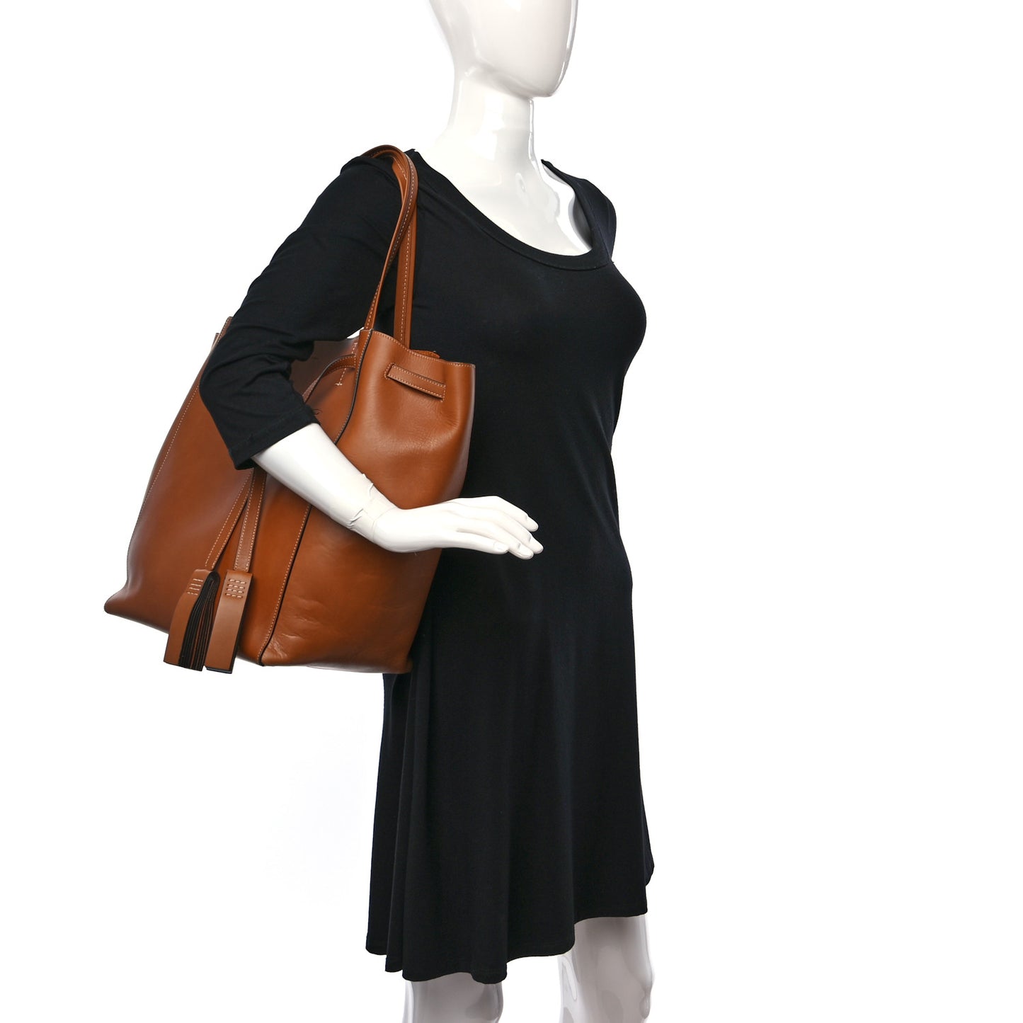 Smooth Calfskin Medium Belt Cabas Phantom Brown
