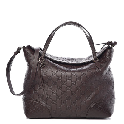 Gucci Guccissima Medium Bree Foldover Tote Chocolate 1 of 8
