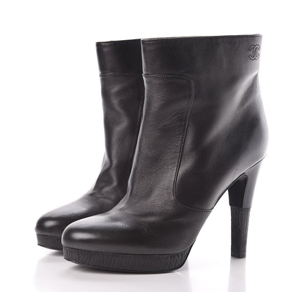 Chanel Lambskin Short Ankle Boots 39.5 Black 3 of 9