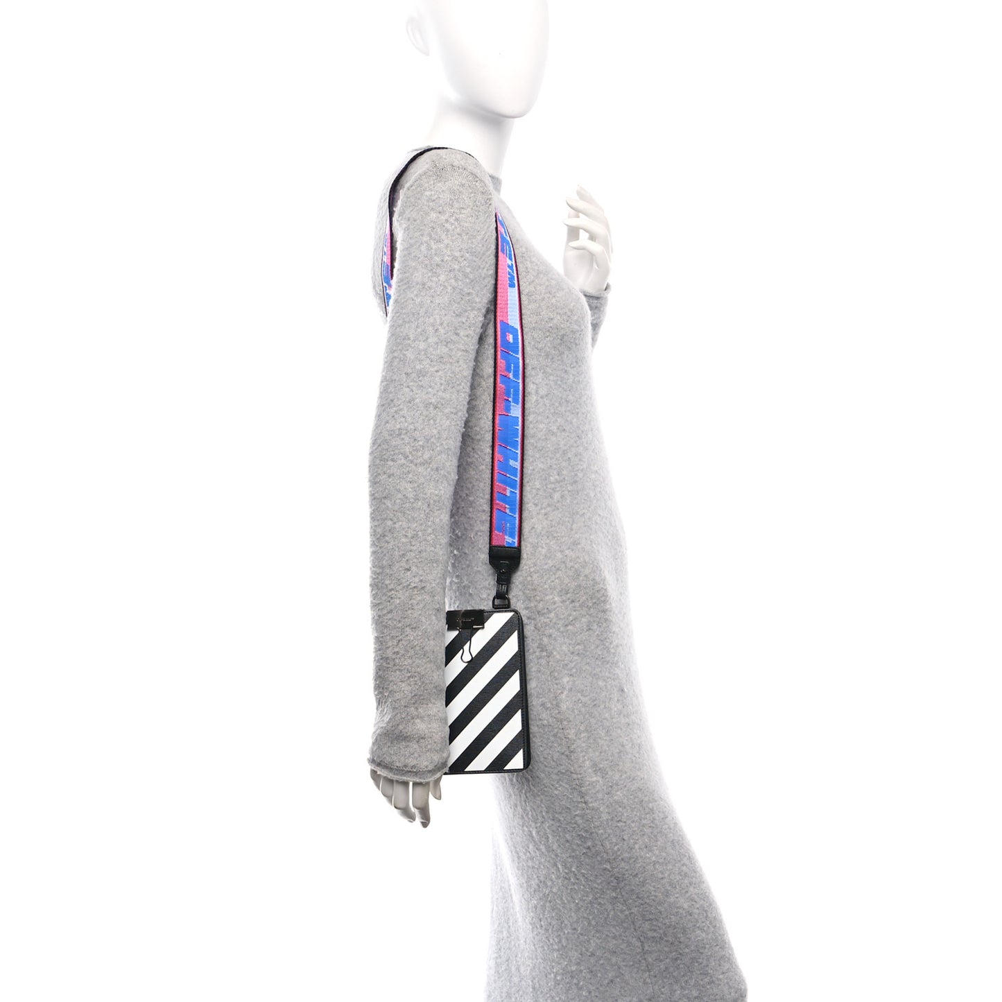 Saffiano Striped Phone Bag Black White