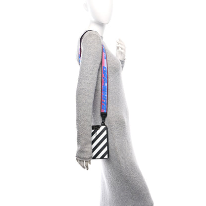 Off-White Saffiano Striped Phone Bag Black White 2 of 9