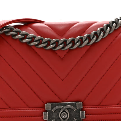 Chanel Calfskin Chevron Quilted Medium Boy Flap Red 8 of 10