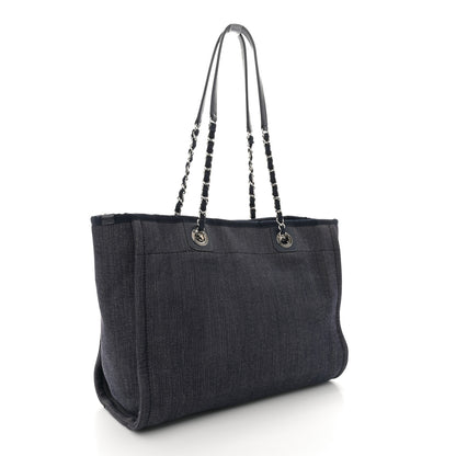 Chanel Denim Small Deauville Tote Dark Blue 3 of 10