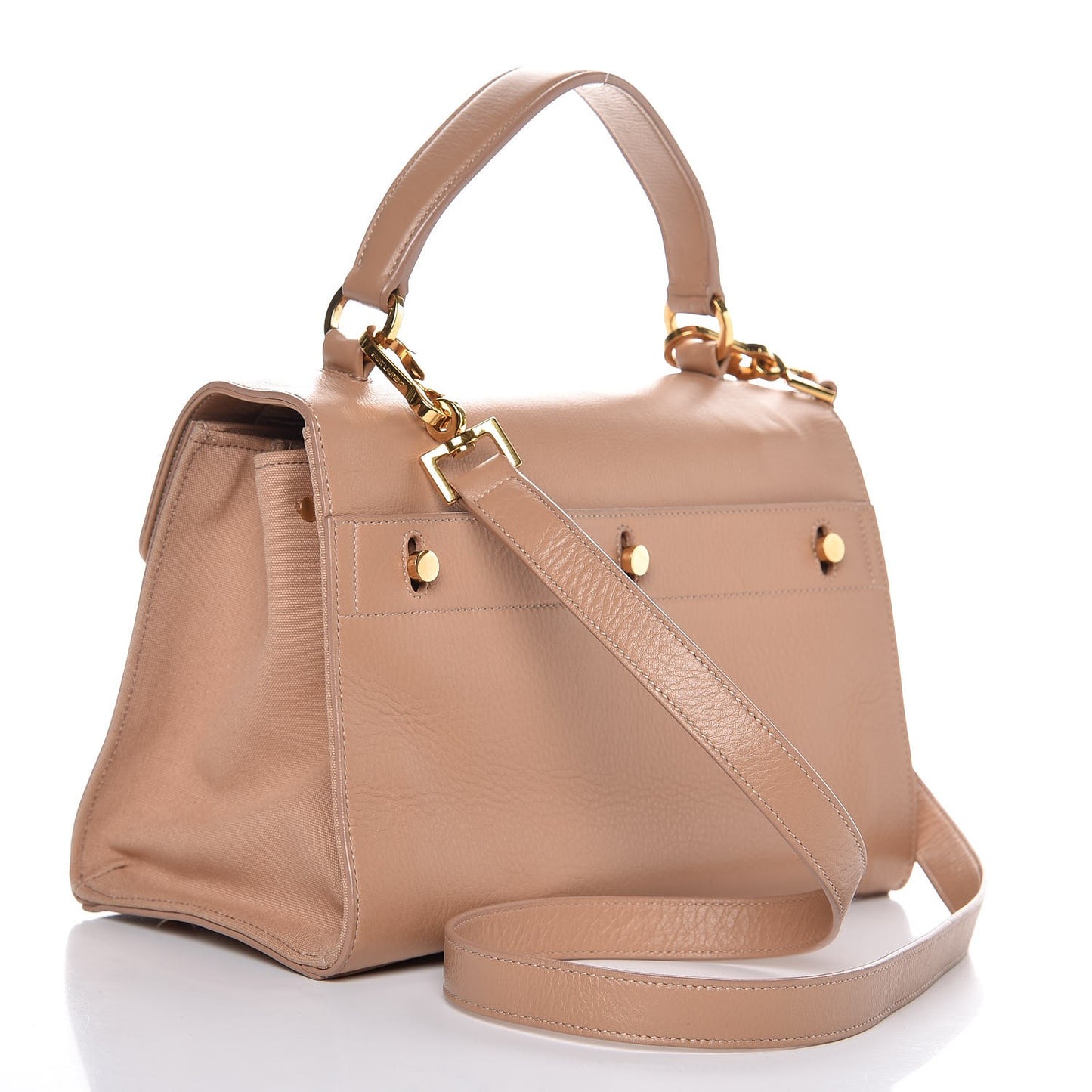 Calfskin Canvas Small Muse Two Beige