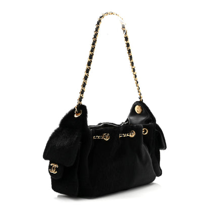 Chanel Pony Hair Mini Chanel 25 Handbag Dark Khaki Black 3 of 11