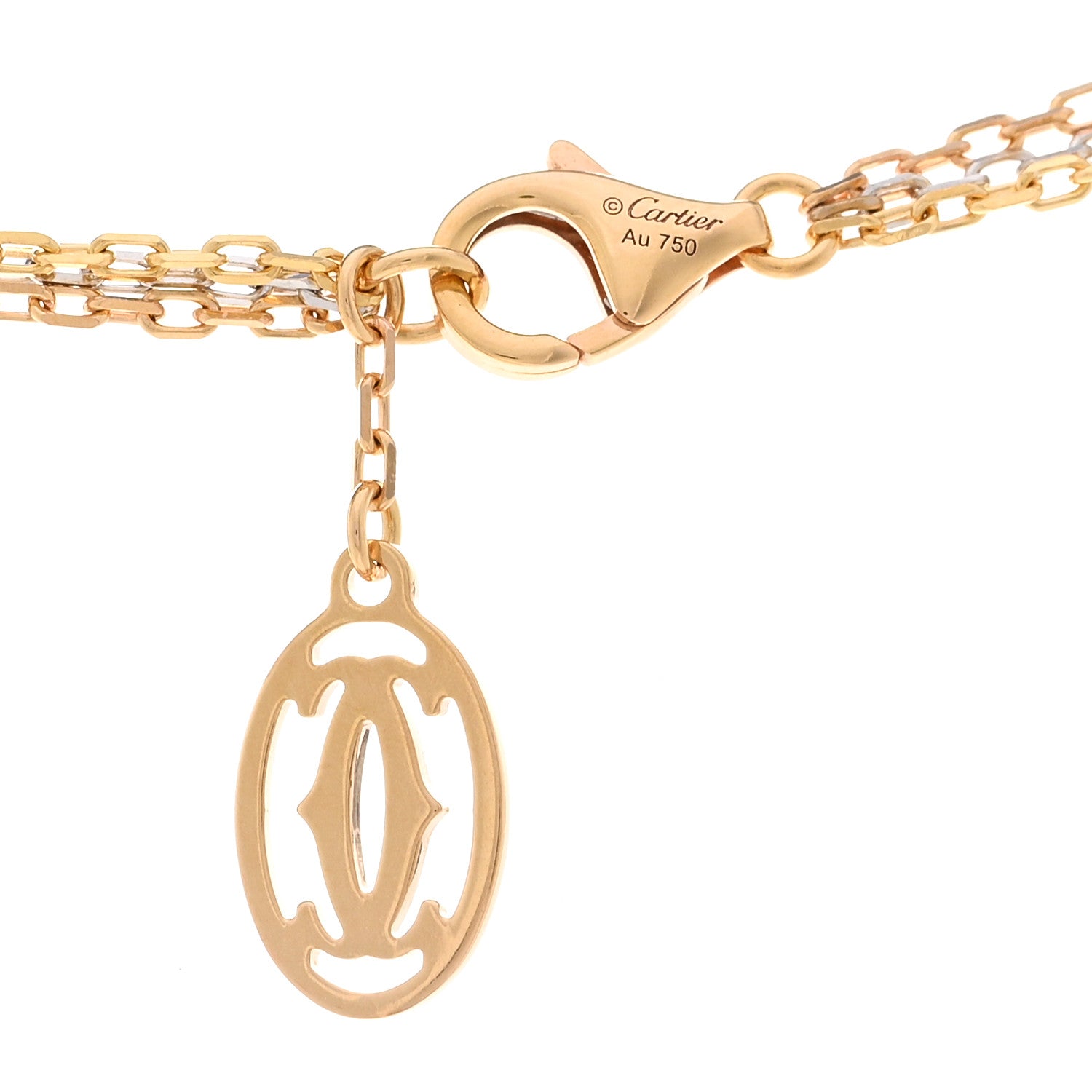 Cartier 18K Pink Yellow White Gold Three Chain Necklace 4 of 4