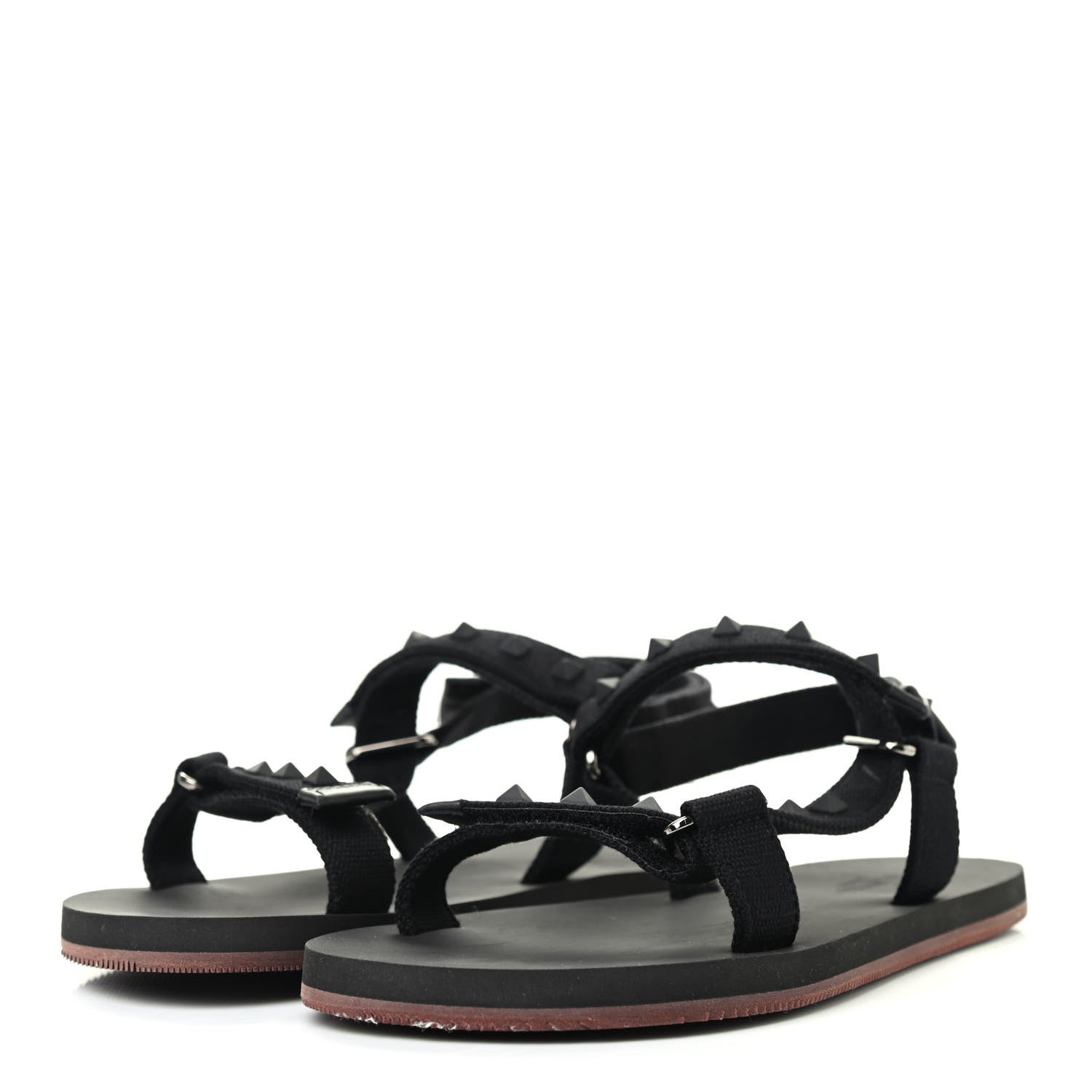 Valentino Garavani Nylon Rockstud Velcro Sandals 39 Black 3 of 9