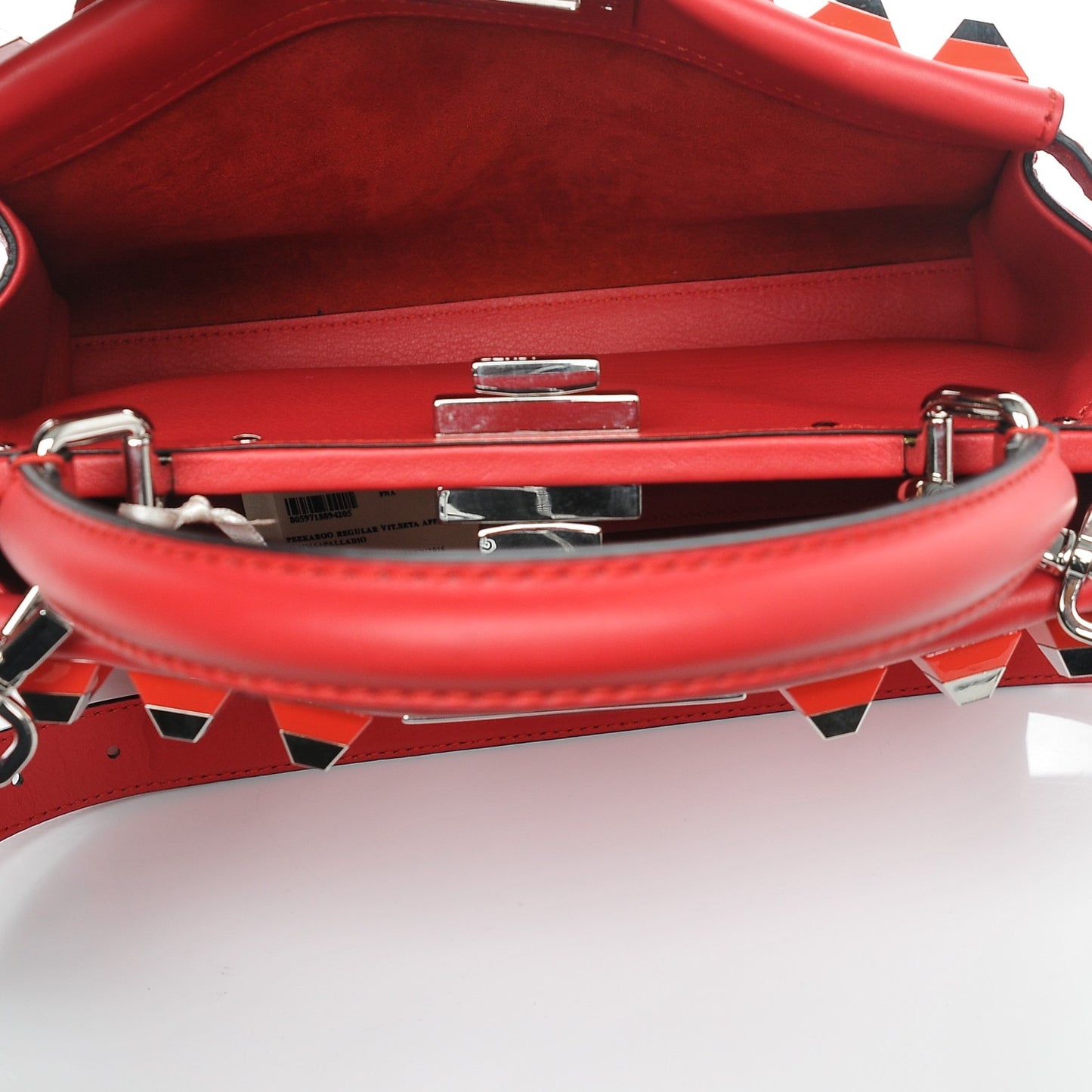 Vitello Seta Studded Medium Peekaboo Iconic Satchel Fiamma