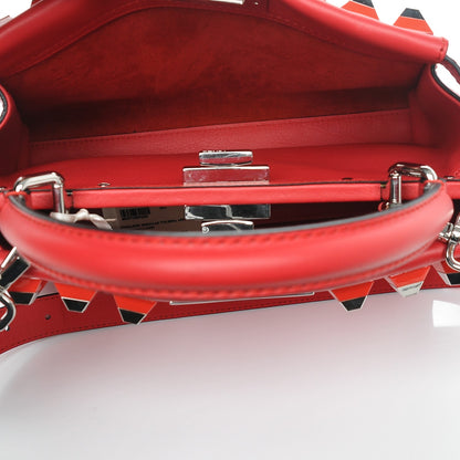 Fendi Vitello Seta Studded Medium Peekaboo Iconic Satchel Fiamma 5 of 7