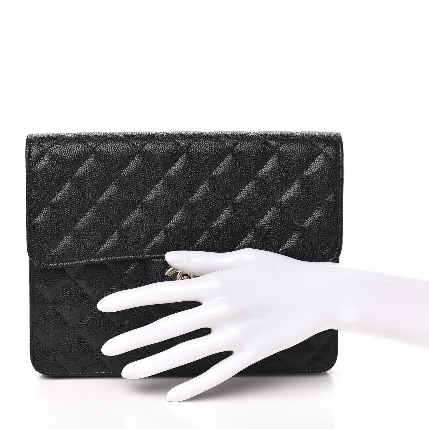 Chanel Caviar Quilted Square Flap Clutch Black 2 of 10
