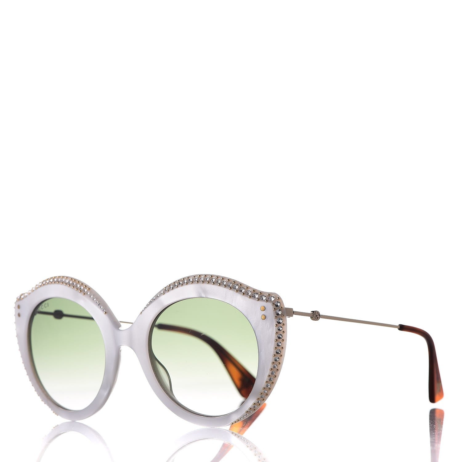 Gucci Crystal Cat Eye GG0214S Sunglasses White 1 of 7