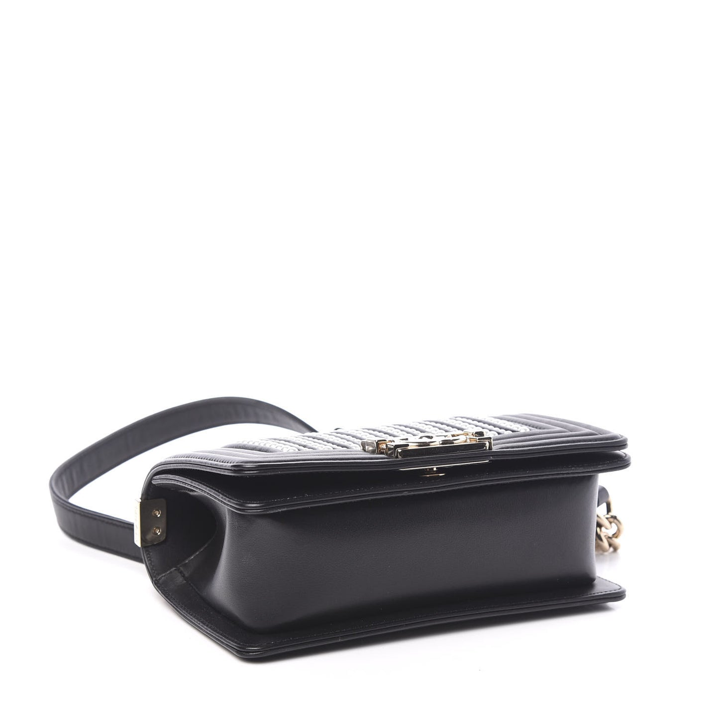 Calfskin Pearl Small Boy Flap Black