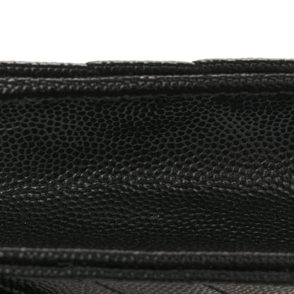 Saint Laurent Grain De Poudre Matelasse Chevron Monogram Envelope Chain Wallet Black 14 of 14