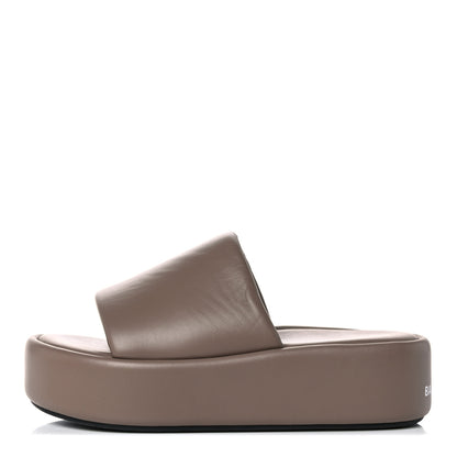 Balenciaga Smooth Nappa Logo Rise Platform Sandals 39 Beige White 1 of 8