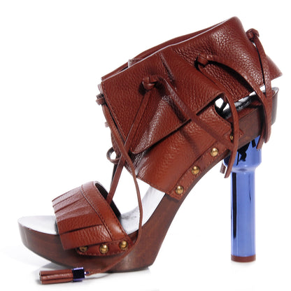 Louis Vuitton Grained Calfskin Rosa Sandals 40 Cacao 1 of 8