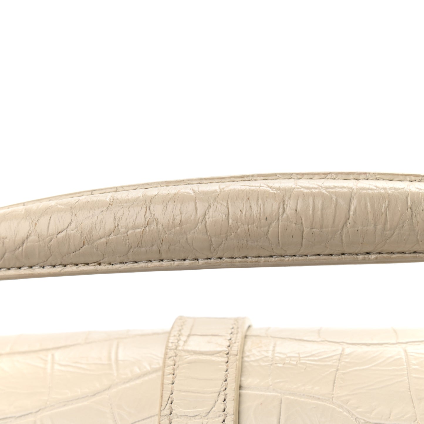 Calfskin Crocodile Embossed Medium College Monogram Satchel Porcellana