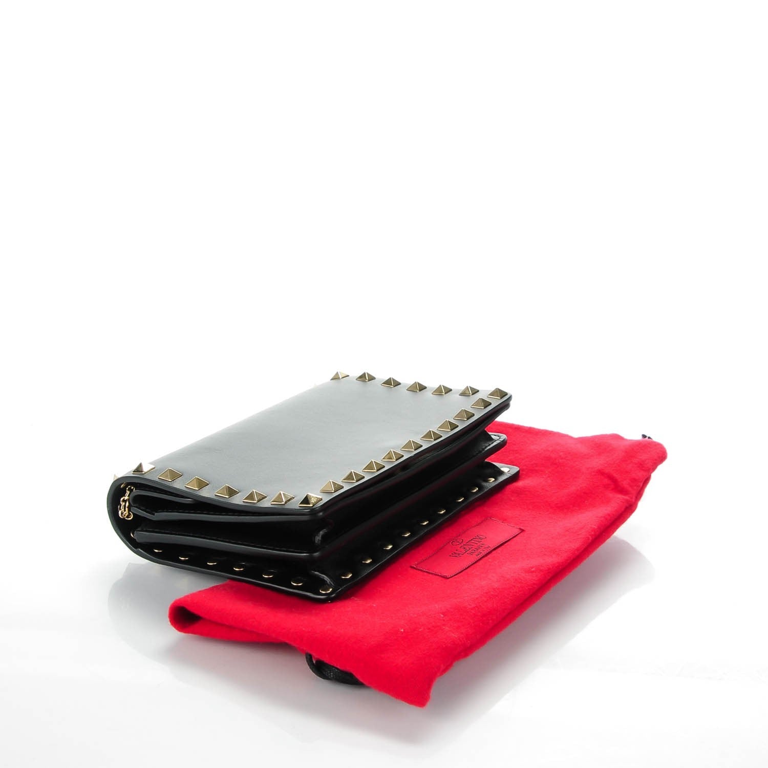 Valentino Garavani Calfskin Rockstud Wallet on Chain Black 4 of 8