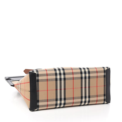Burberry Calfskin Vintage Check Small Society Top Handle Bag Archive Beige Black 3 of 9