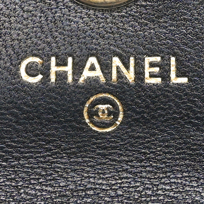 Chanel Lambskin Quilted CC Pearl Crush Card Holder With Chain Black 5 of 9