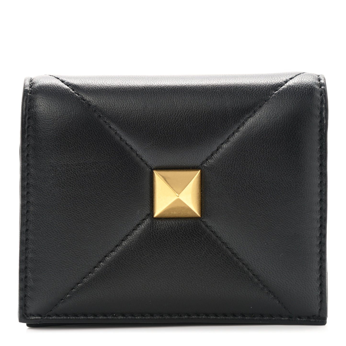 Nappa Roman Stud Small Flap Wallet Black