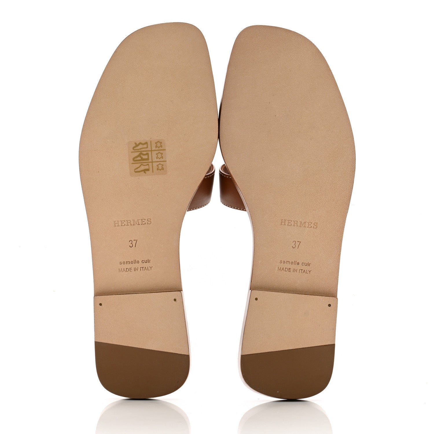 Hermes Box Calfskin Oran Sandals 37 Gold 5 of 9