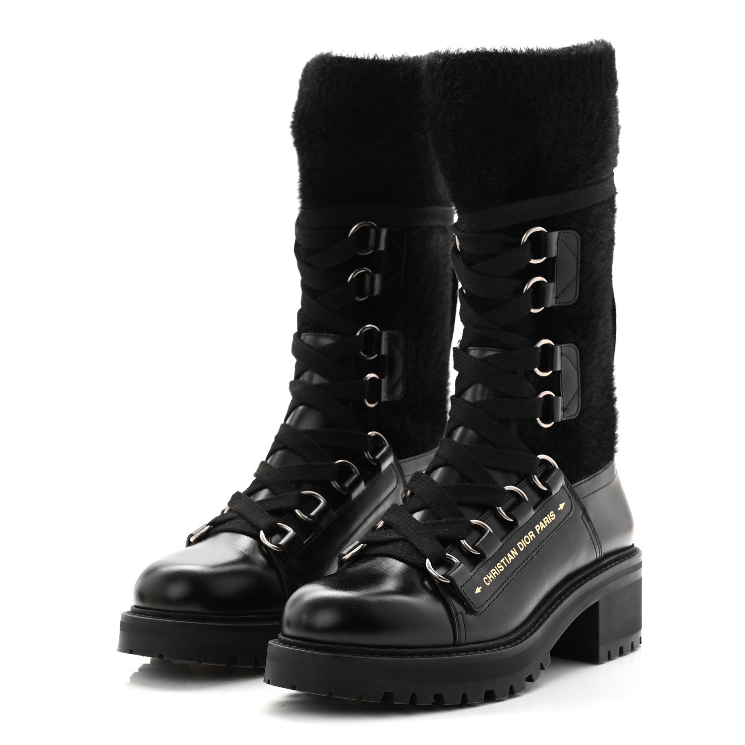 Christian Dior Calfskin Furr Stretch D-Fight Ankle Boots 39.5