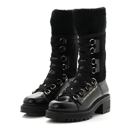 Christian Dior Calfskin Furr Stretch D-Fight Ankle Boots 39.5 Black 4 of 11