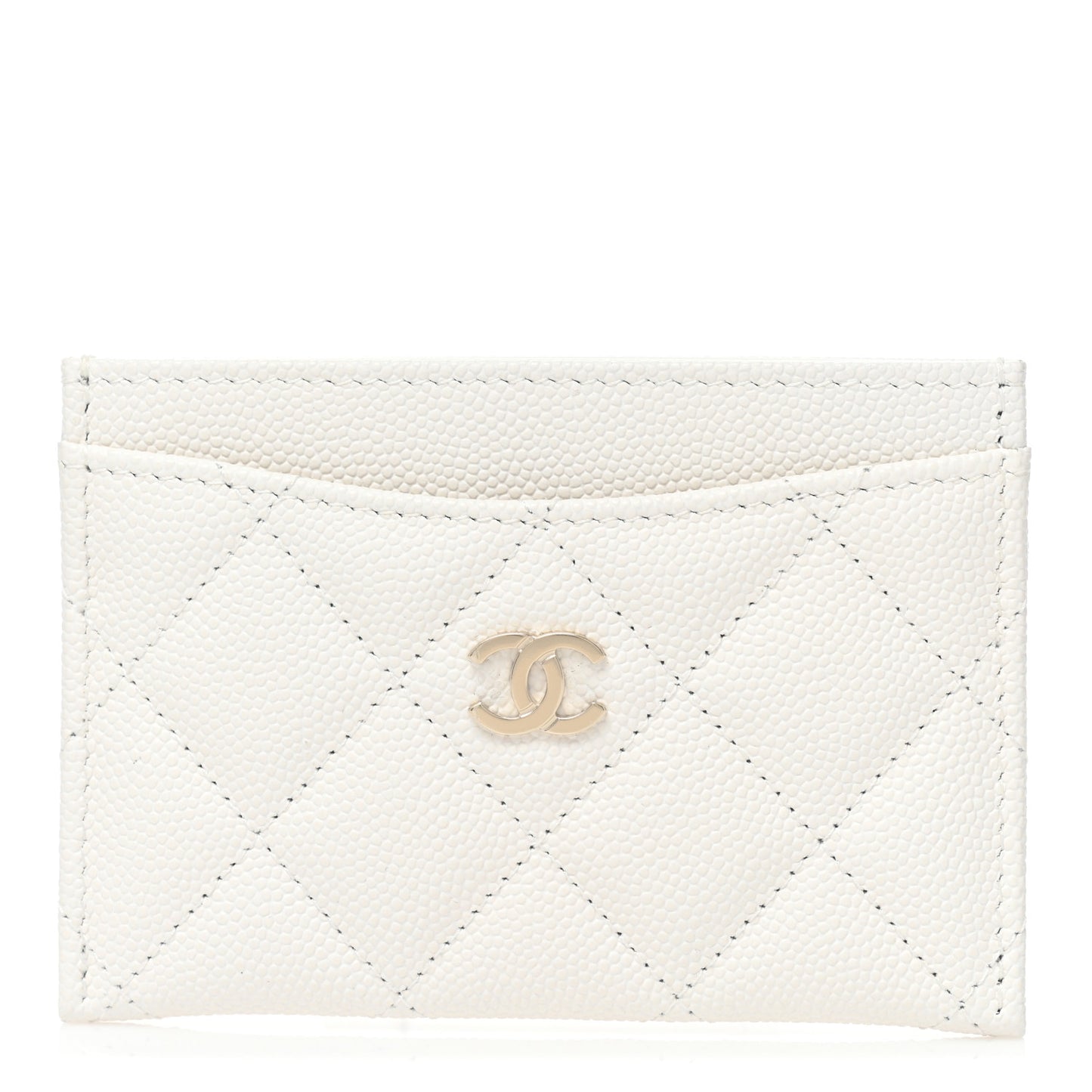 Caviar Quilted Card Holder White