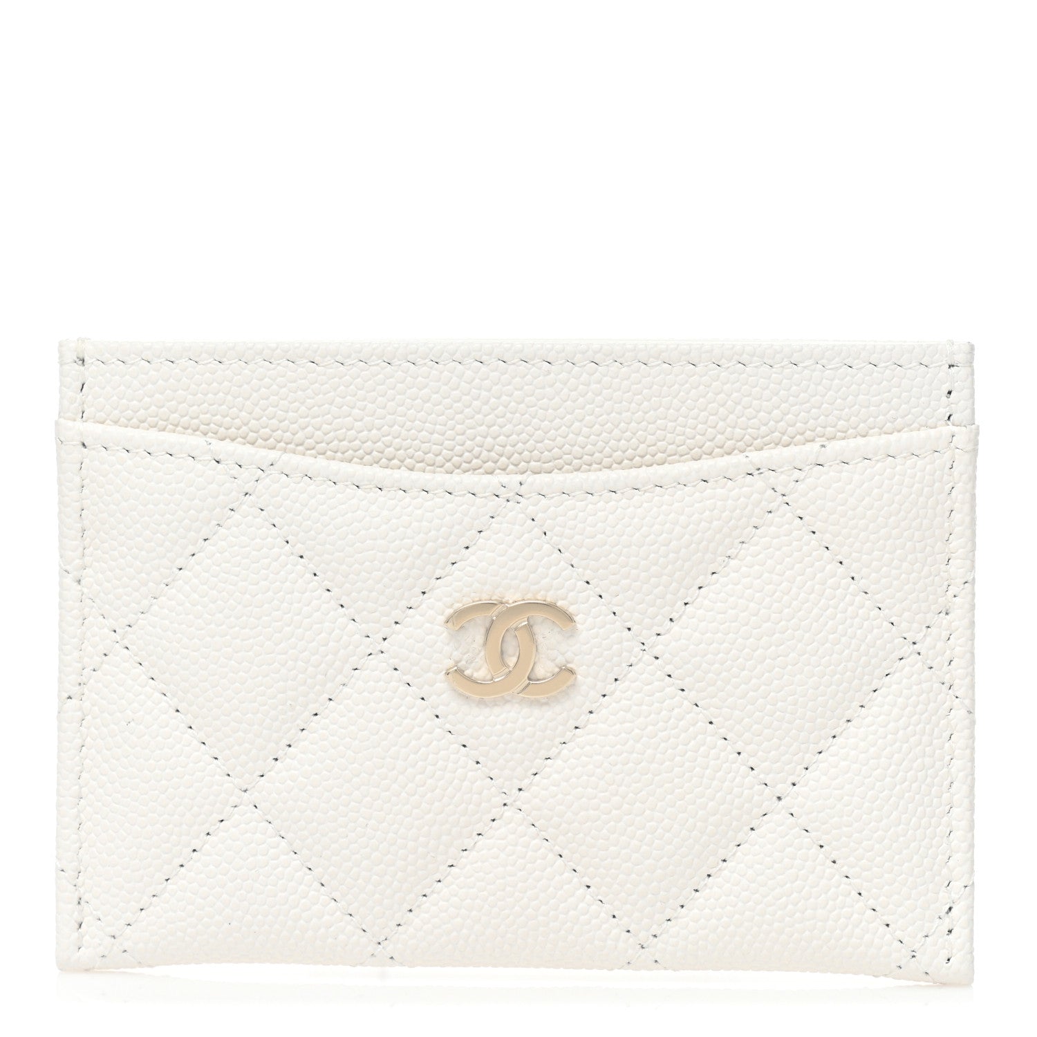 Chanel Caviar Quilted Card Holder White 1 of 9
