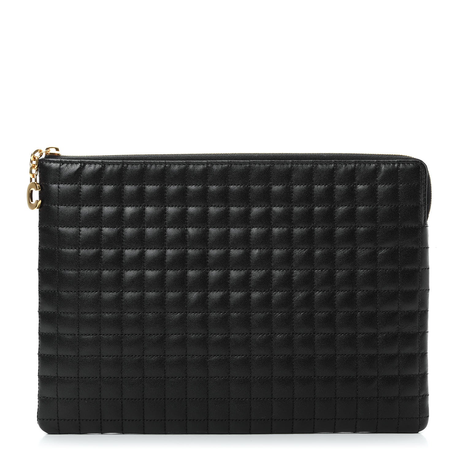 Celine Calfskin Quilted C Charm Pouch Black 1 of 7