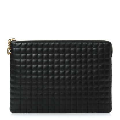 Celine Calfskin Quilted C Charm Pouch Black 1 of 7