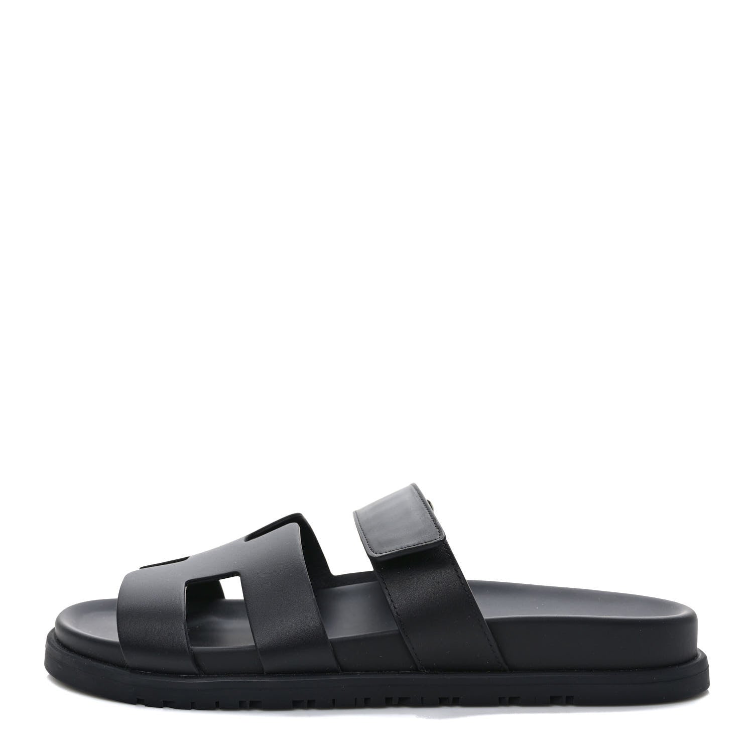 Hermes Calfskin Womens Chypre Sandals 39.5 Black 1 of 9