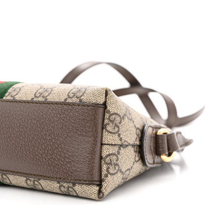 Gucci GG Supreme Monogram Textured Dollar Calfskin Web Small Ophidia Dome Shoulder Bag Beige Ebony New Acero 10 of 12