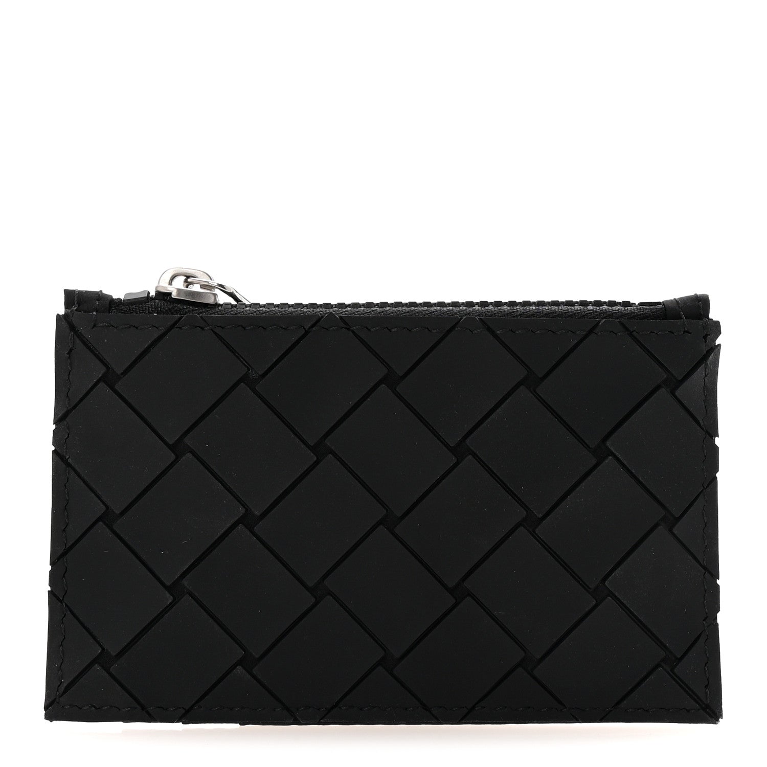 Bottega Veneta Rubber Nylon Intrecciato Zip Card Holder Black 1 of 7