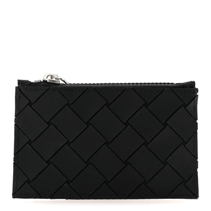 Bottega Veneta Rubber Nylon Intrecciato Zip Card Holder Black 1 of 7