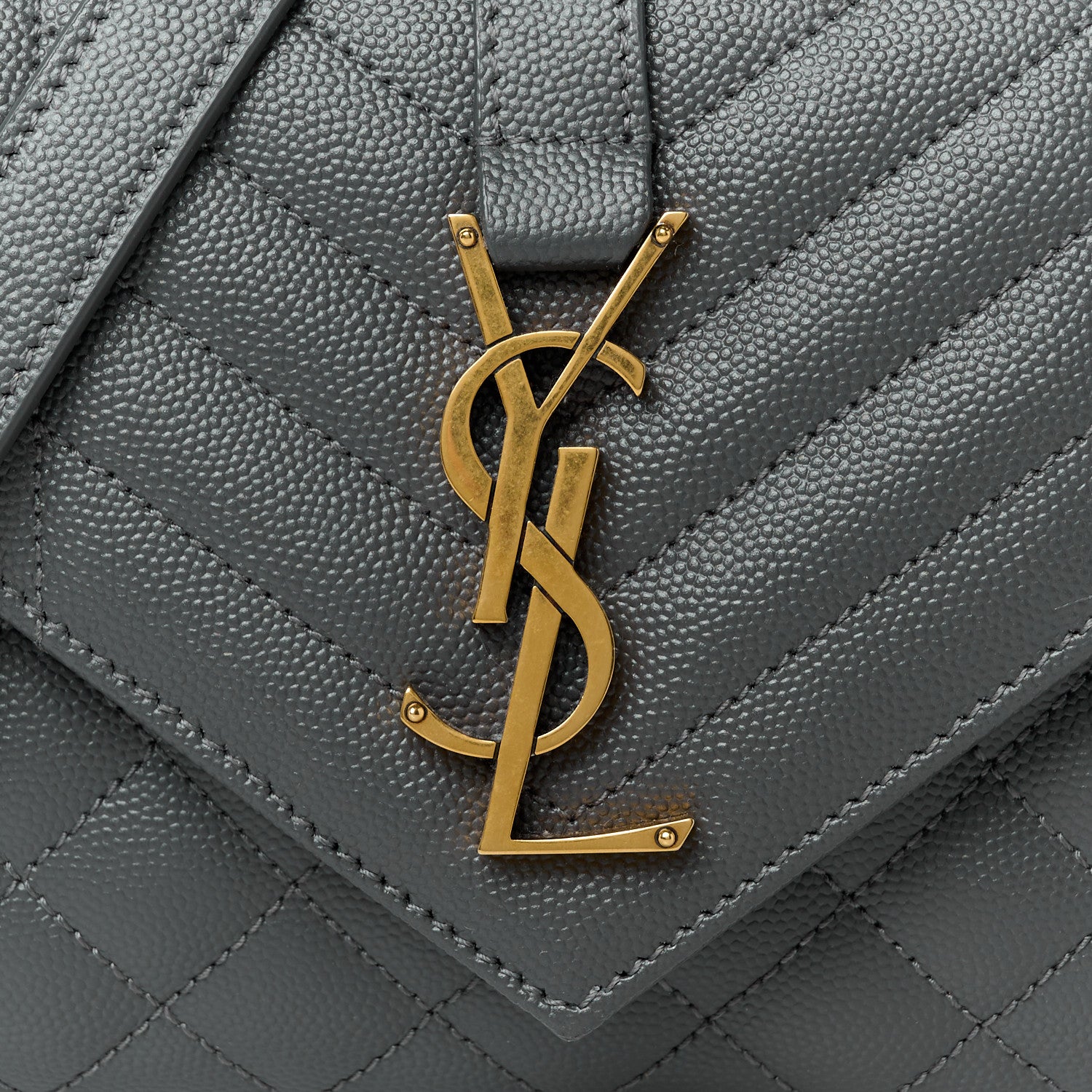 Saint Laurent Grain De Poudre Textured Mixed Matelasse Triquilt Small Monogram Satchel Pebble 9 of 11