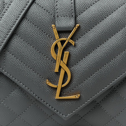 Saint Laurent Grain De Poudre Textured Mixed Matelasse Triquilt Small Monogram Satchel Pebble 9 of 11