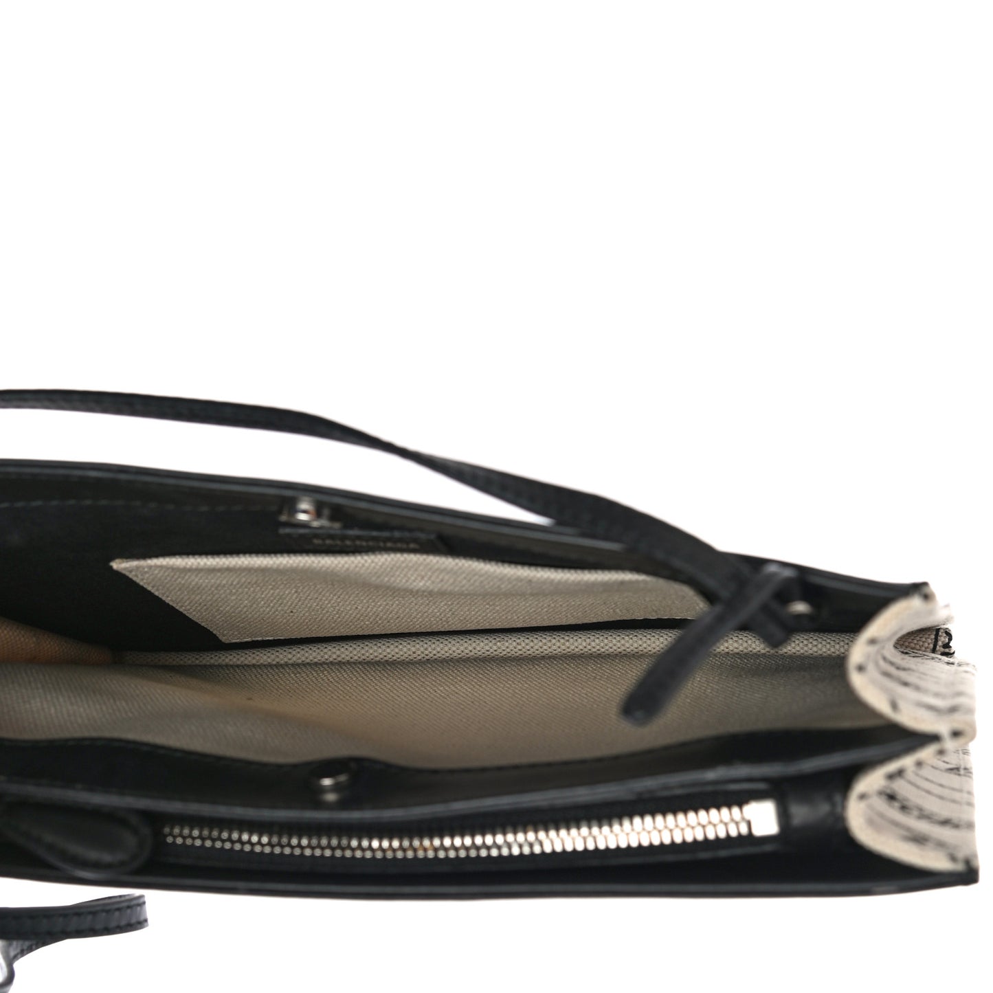 Cotton Canvas Logo Pochette Crossbody Bag Natural Black