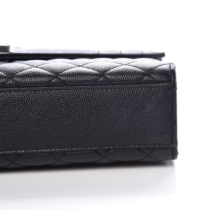 Saint Laurent Grain De Poudre Textured Mixed Matelasse Triquilt Medium Monogram Satchel Black 8 of 9