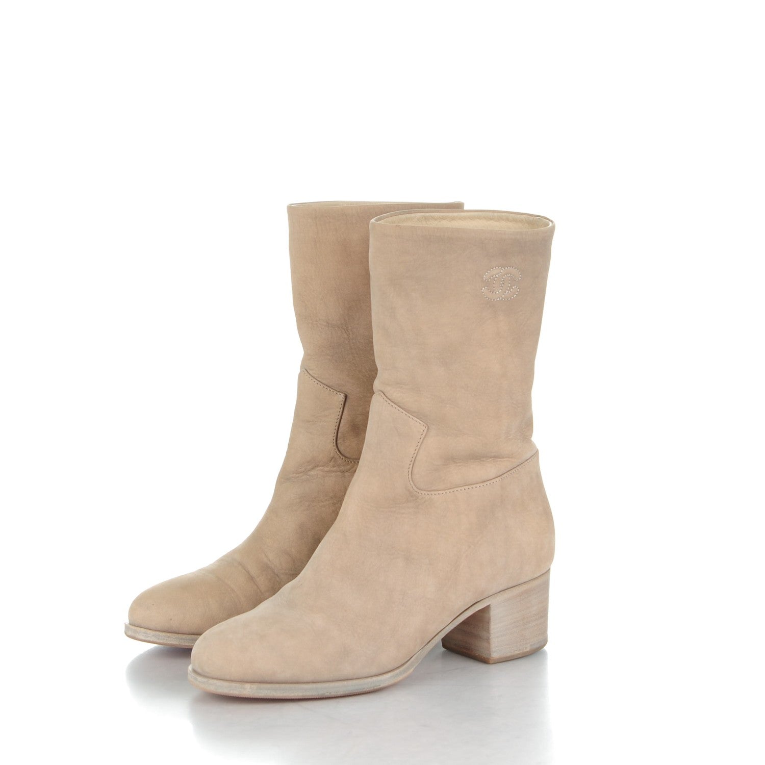 Chanel Nubuck CC Short Boots 37 Grey 3 of 8