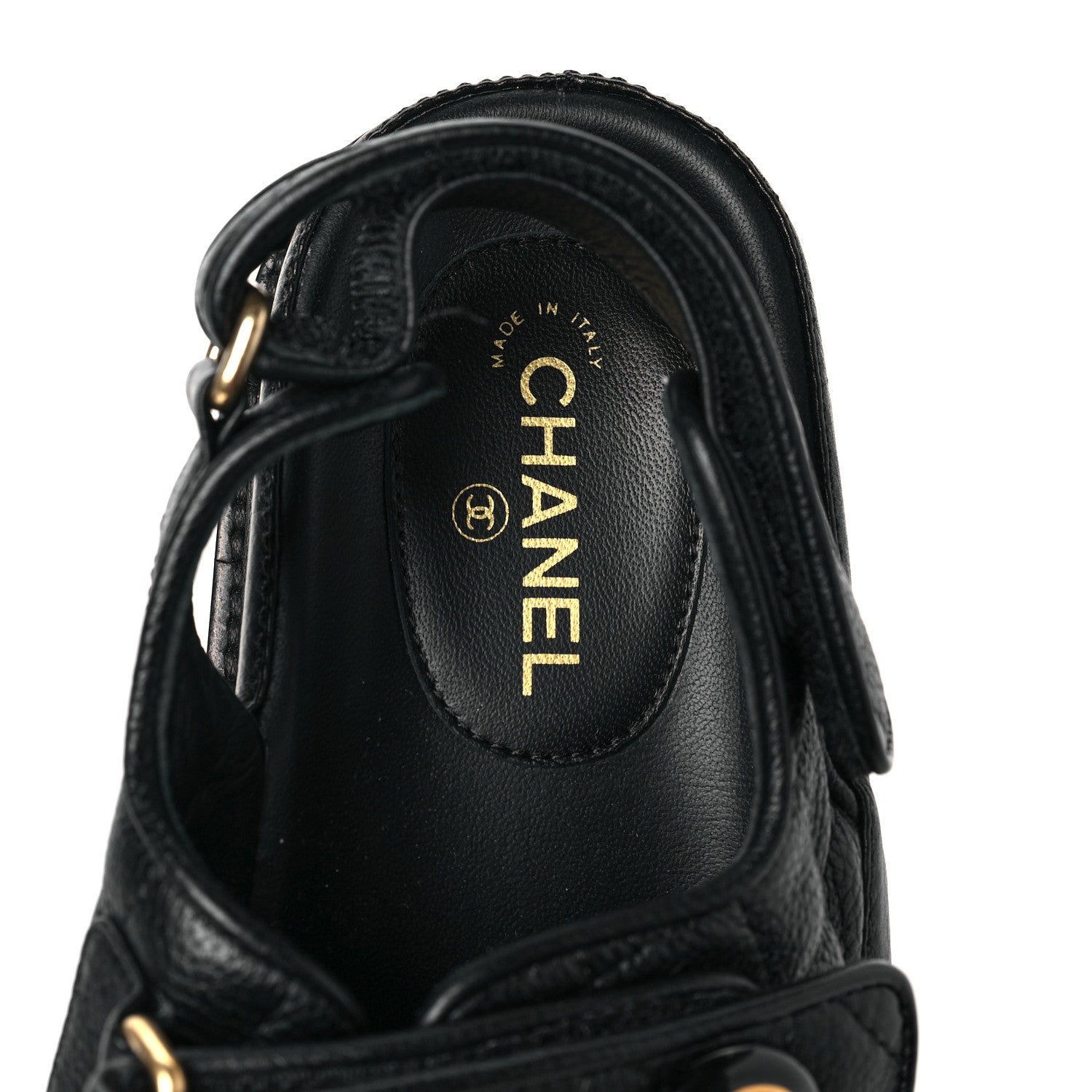 Chanel Grained Calfskin Velcro Dad Sandals 35 Black 7 of 8
