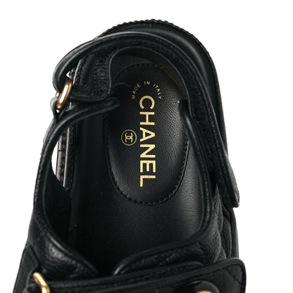 Chanel Grained Calfskin Velcro Dad Sandals 35 Black 7 of 8