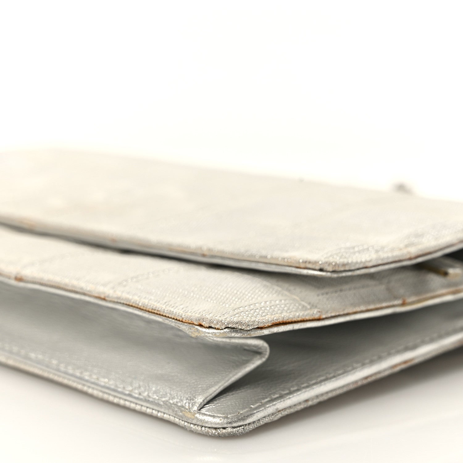Chanel Nylon Travel Wallet On Chain WOC Metallic Silver 10 of 13