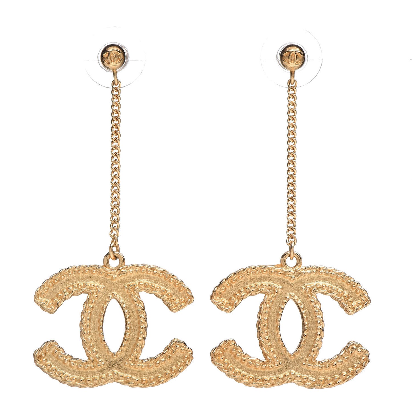 CC Drop Earrings Matte Gold