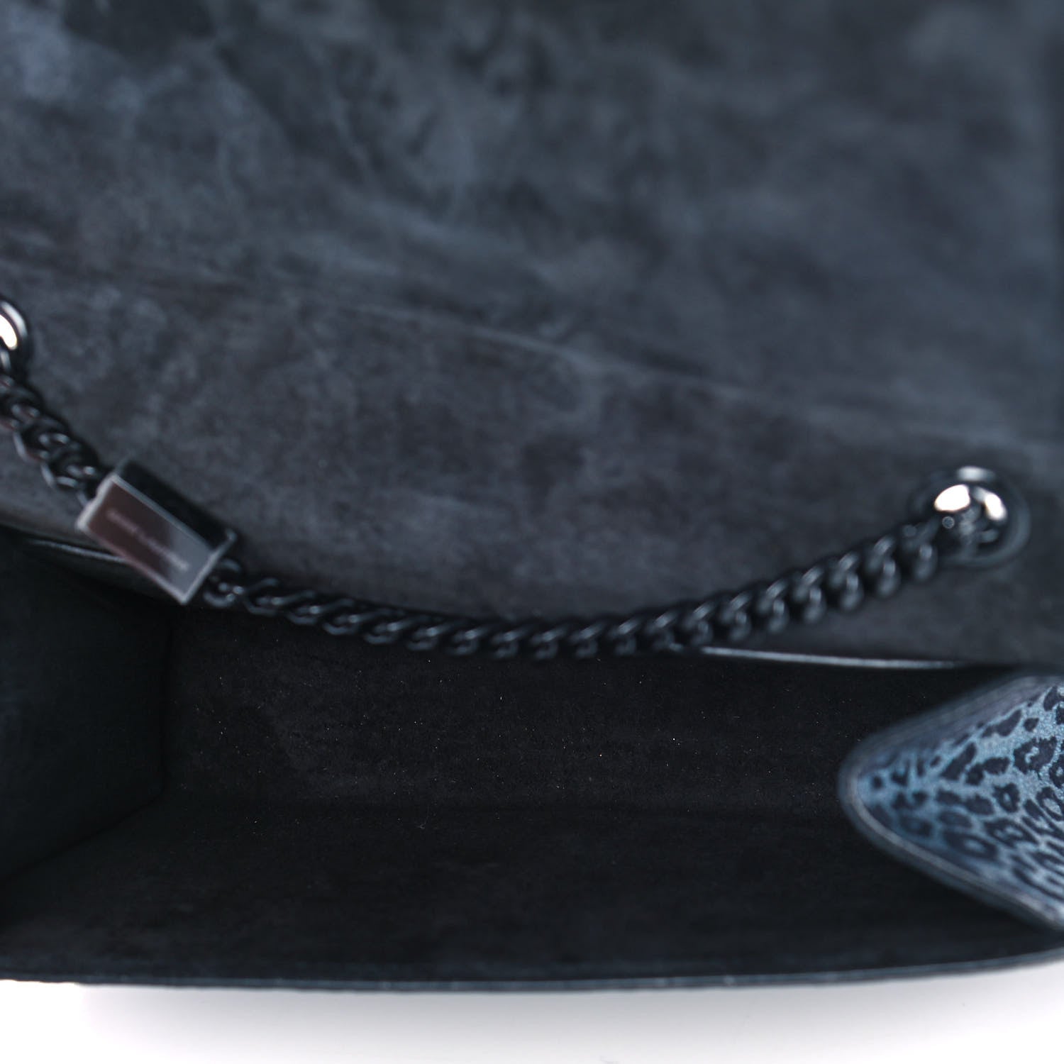 Saint Laurent Glitter Leopard Small Monogram Kate Satchel Blue 5 of 9